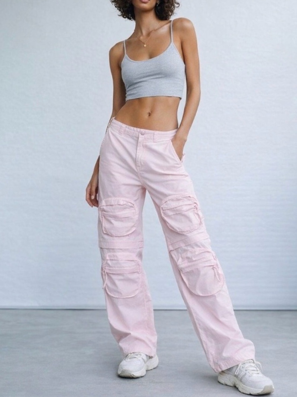 Zara Light Pink Cargo Track Pants